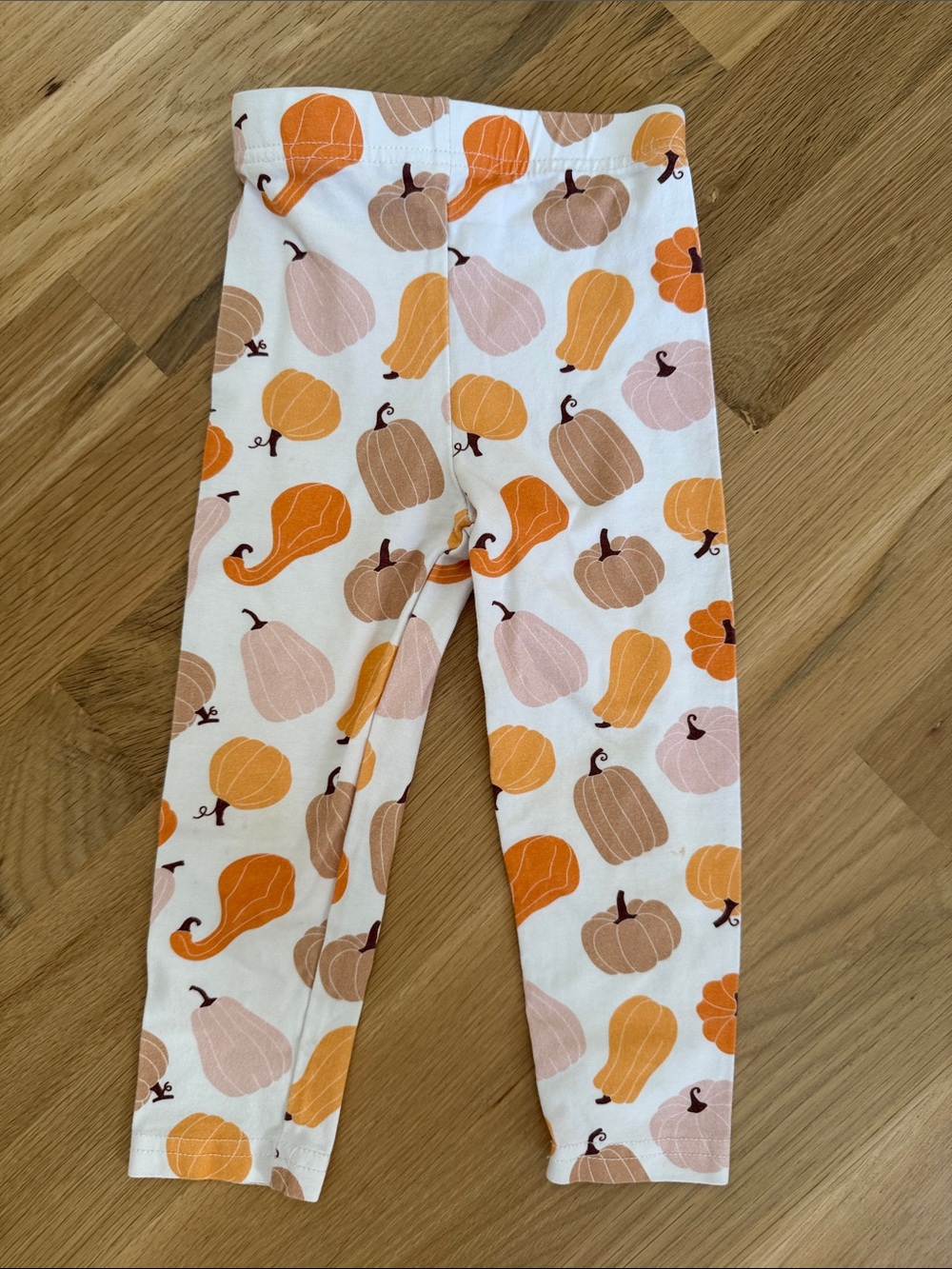 Girls Pumpkin-Print Leggings - White with Orange & Tan